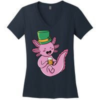 Axolotl Beer St Patrick's Day Women's V-Neck T-Shirt