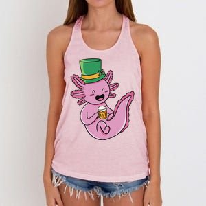 Axolotl Beer St Patrick's Day Women's Knotted Racerback Tank