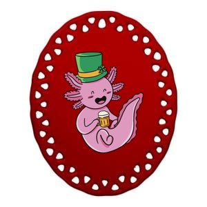 Axolotl Beer St Patrick's Day Ceramic Oval Ornament