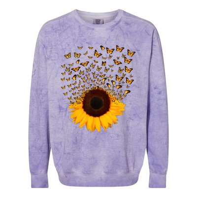 Adorable Butterfly Sunflower Colorblast Crewneck Sweatshirt