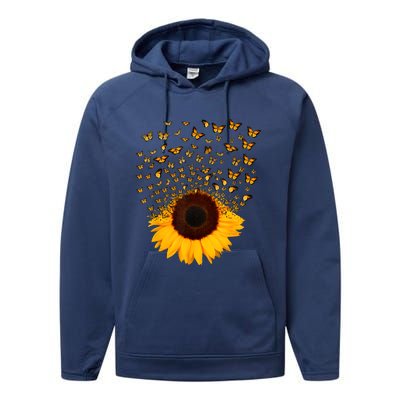 Adorable Butterfly Sunflower Performance Fleece Hoodie