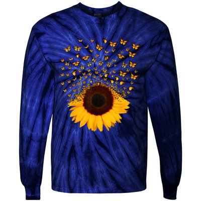 Adorable Butterfly Sunflower Tie-Dye Long Sleeve Shirt