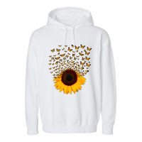 Adorable Butterfly Sunflower Garment-Dyed Fleece Hoodie