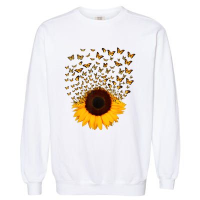 Adorable Butterfly Sunflower Garment-Dyed Sweatshirt