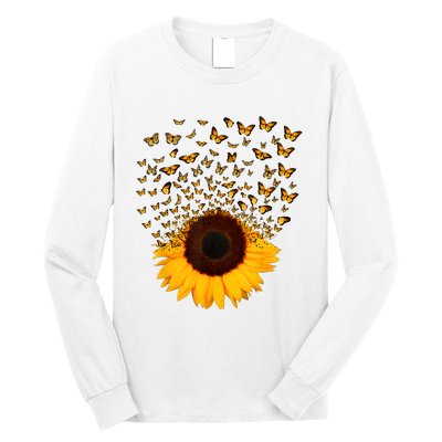 Adorable Butterfly Sunflower Long Sleeve Shirt