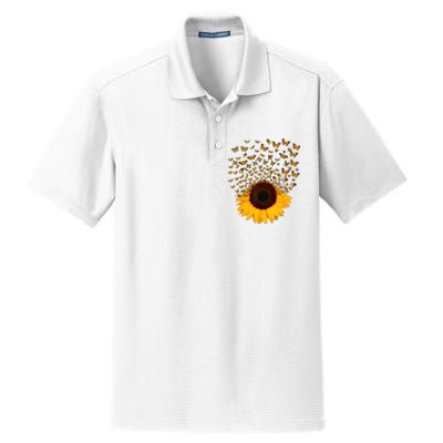 Adorable Butterfly Sunflower Dry Zone Grid Polo