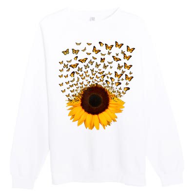 Adorable Butterfly Sunflower Premium Crewneck Sweatshirt