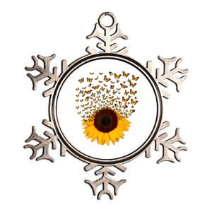 Adorable Butterfly Sunflower Metallic Star Ornament