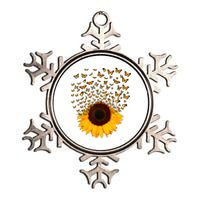 Adorable Butterfly Sunflower Metallic Star Ornament