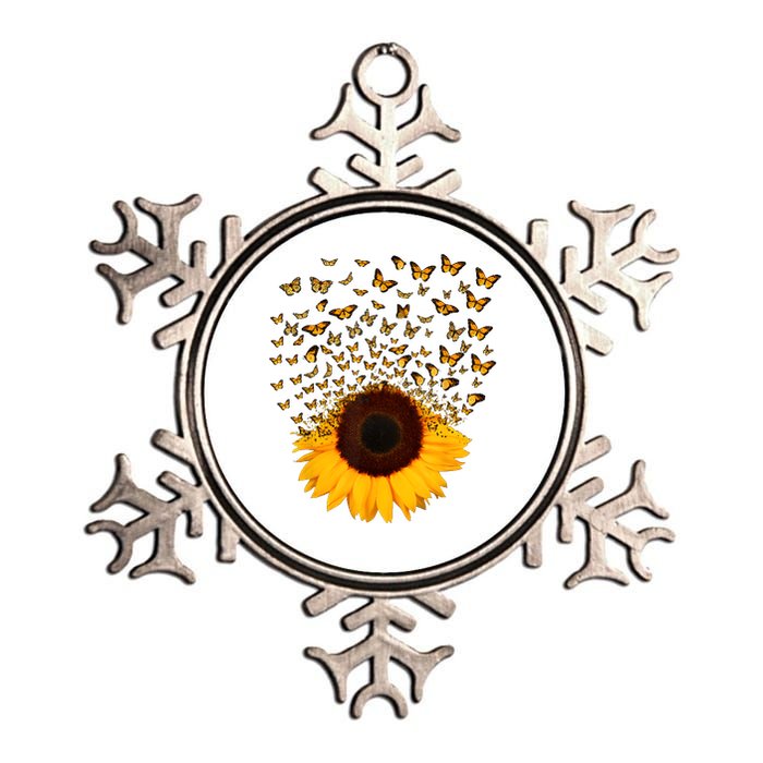 Adorable Butterfly Sunflower Metallic Star Ornament