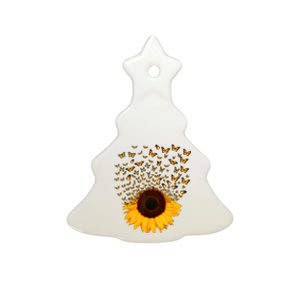 Adorable Butterfly Sunflower Ceramic Tree Ornament