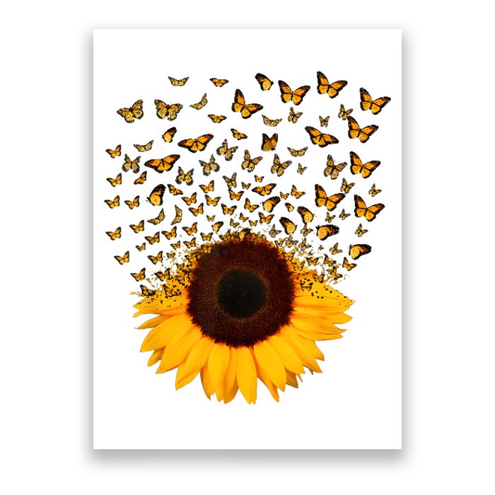 Adorable Butterfly Sunflower Poster