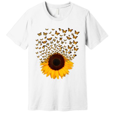 Adorable Butterfly Sunflower Premium T-Shirt