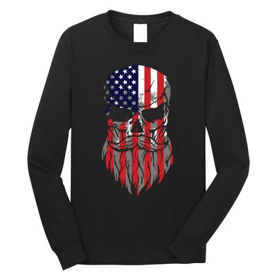 American Beard Skull Long Sleeve Shirt