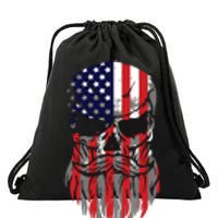 American Beard Skull Drawstring Bag