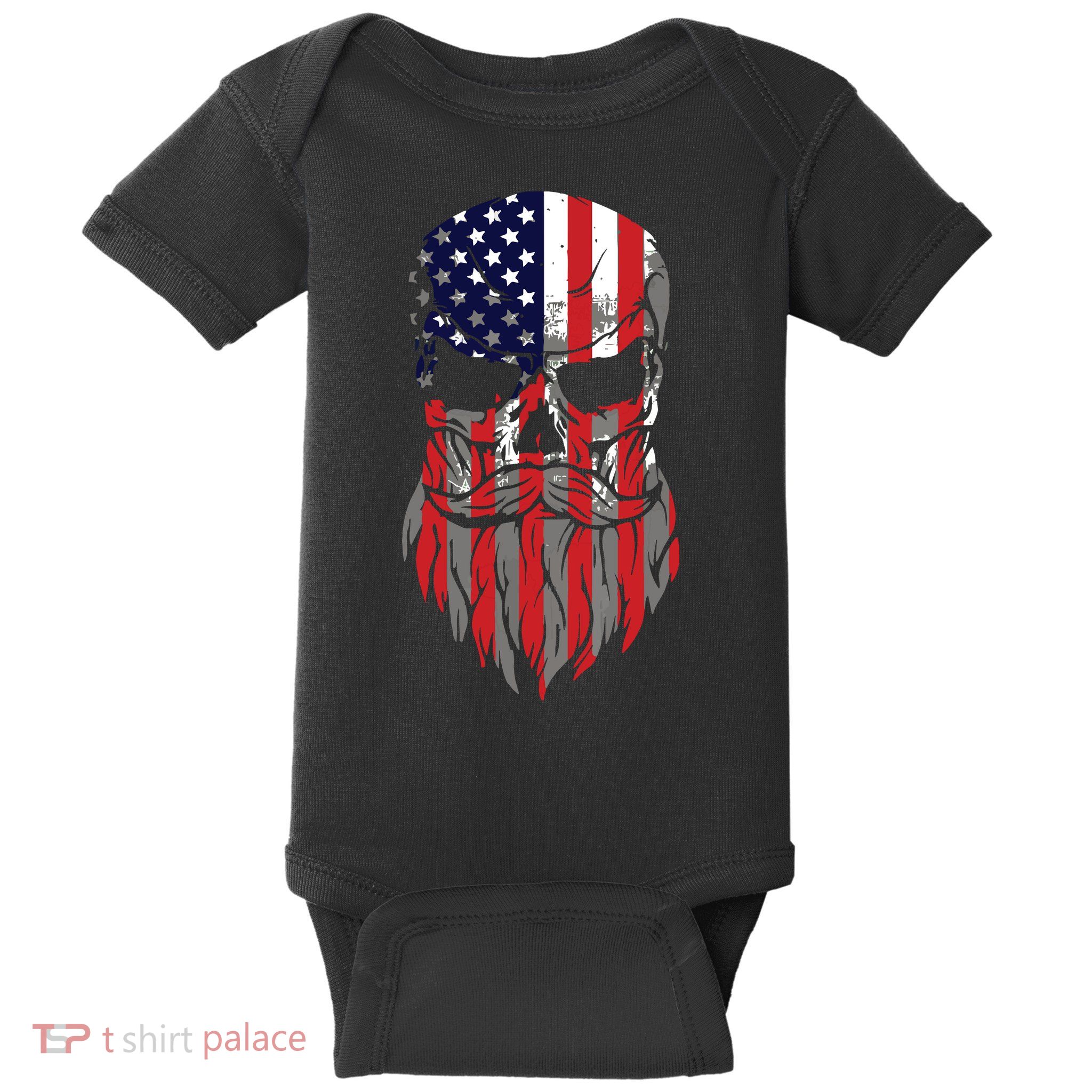 American Beard Skull Baby Bodysuit