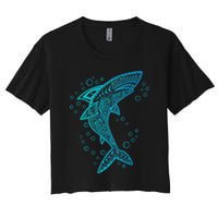 AQUA BOHO SHARK Women's Crop Top Tee