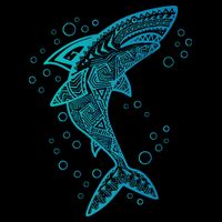 AQUA BOHO SHARK Women's Crop Top Tee
