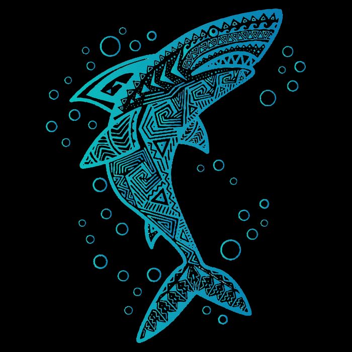 AQUA BOHO SHARK Women's Crop Top Tee