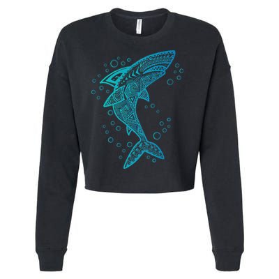 AQUA BOHO SHARK Cropped Pullover Crew
