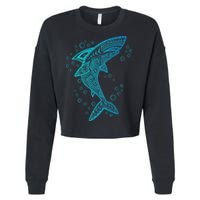 AQUA BOHO SHARK Cropped Pullover Crew
