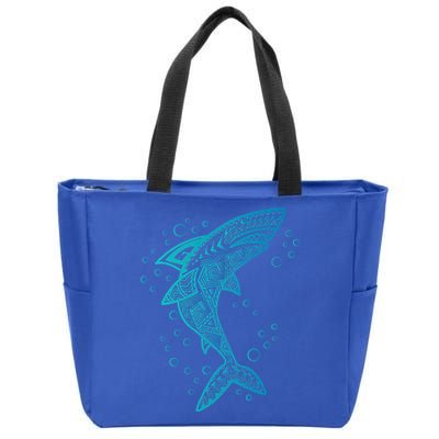 AQUA BOHO SHARK Zip Tote Bag