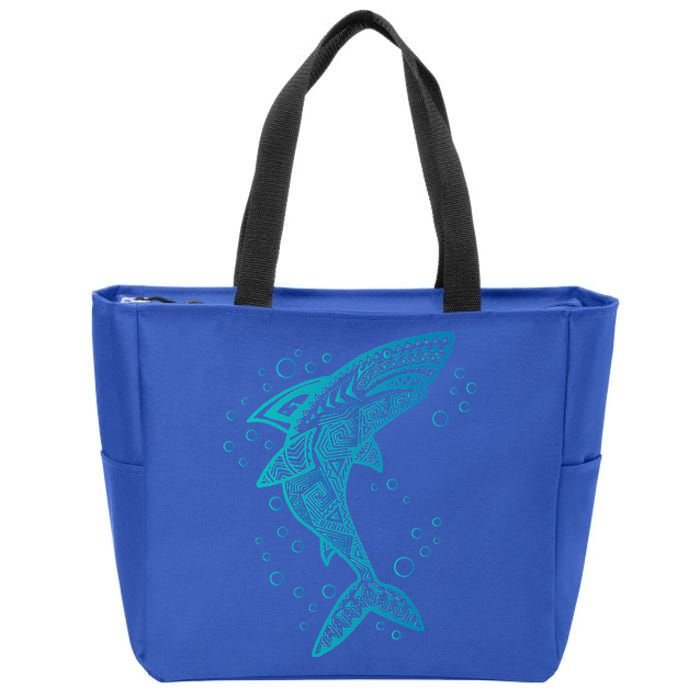 AQUA BOHO SHARK Zip Tote Bag