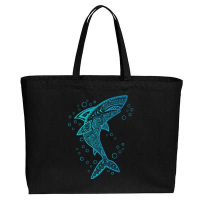 AQUA BOHO SHARK Cotton Canvas Jumbo Tote