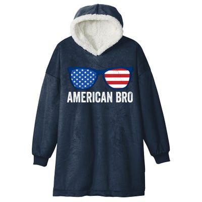 American Bro Sunglasses 4th Of July Gift Hooded Wearable Blanket