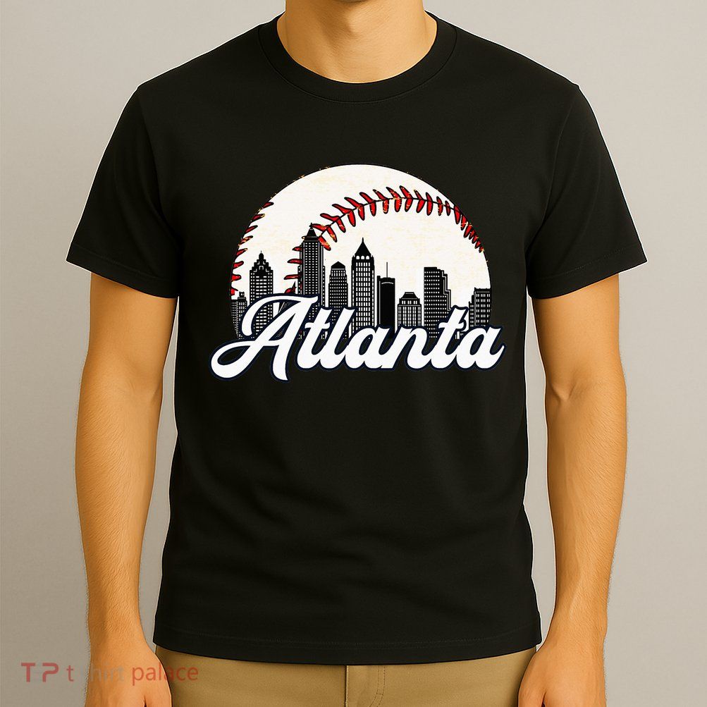 Atlanta Baseball Skyline Atlanta Cityscape T-Shirt
