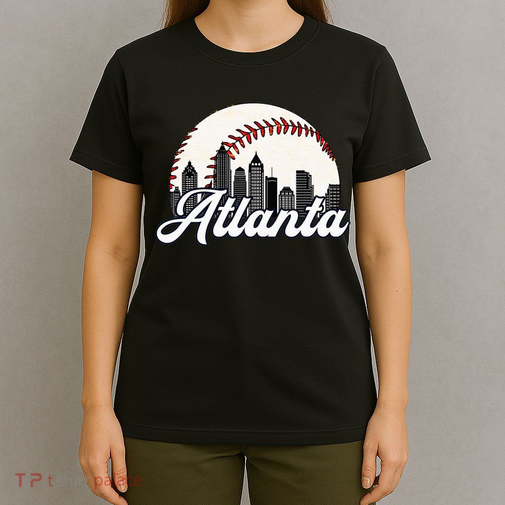 Atlanta Baseball Skyline Atlanta Cityscape T-Shirt