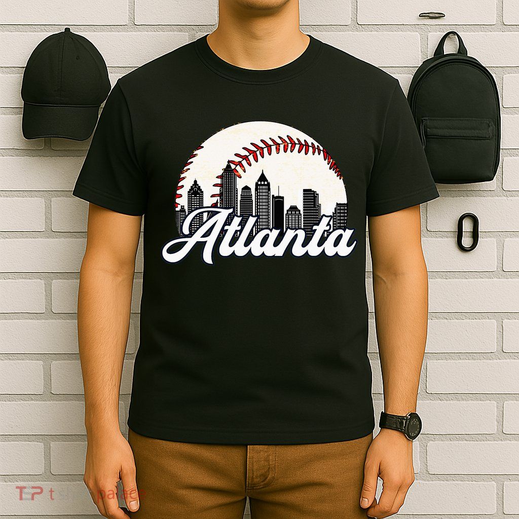 Atlanta Baseball Skyline Atlanta Cityscape T-Shirt