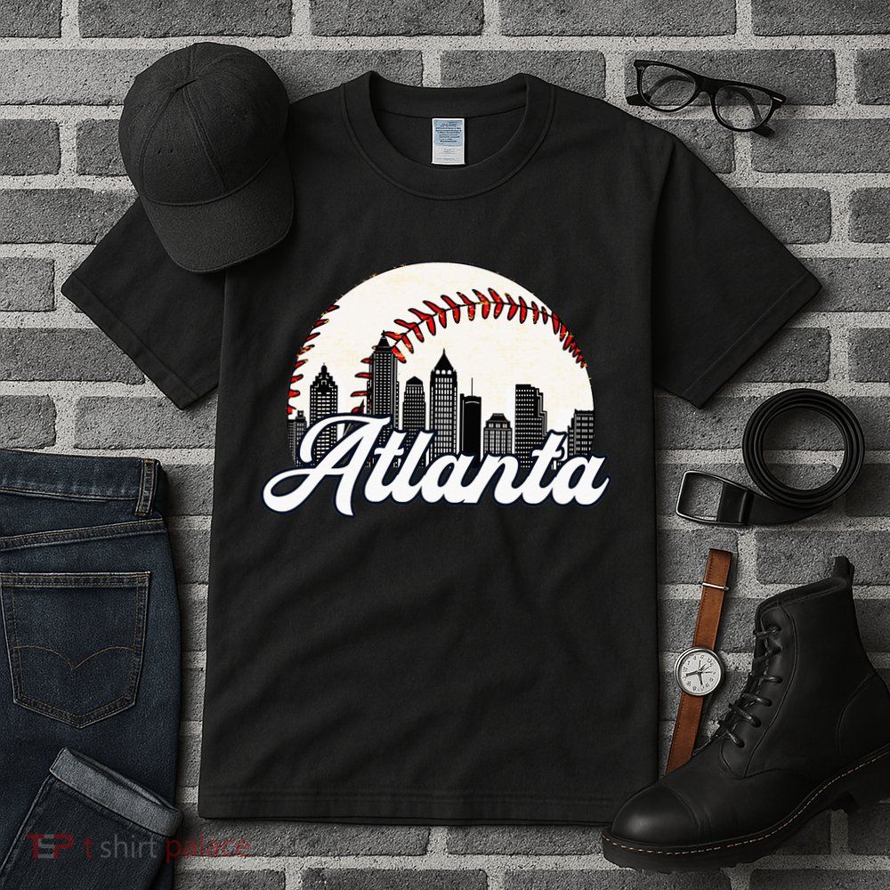 Atlanta Baseball Skyline Atlanta Cityscape Tall T-Shirt