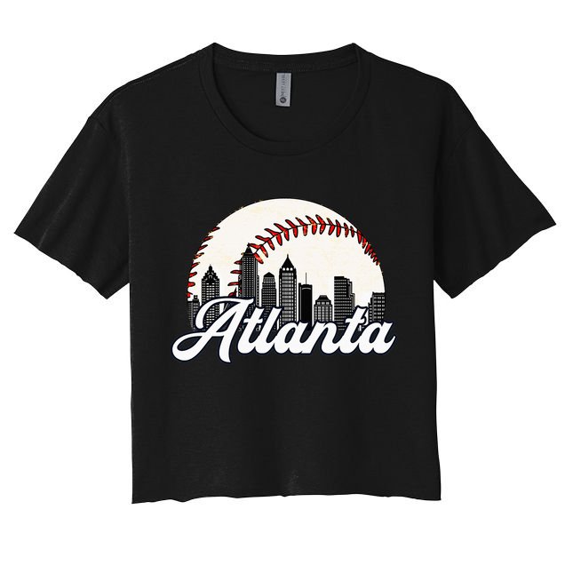 Atlanta Baseball Skyline Atlanta Cityscape Crop Top