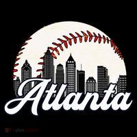 Atlanta Baseball Skyline Atlanta Cityscape Womens T-Shirt