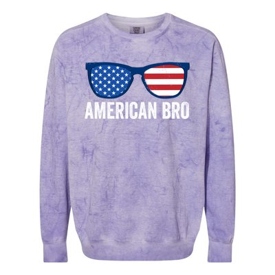 American Bro Sunglasses 4th Of July Gift Colorblast Crewneck Sweatshirt