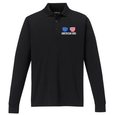 American Bro Sunglasses 4th Of July Gift Performance Long Sleeve Polo