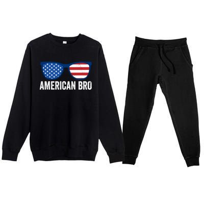 American Bro Sunglasses 4th Of July Gift Premium Crewneck Sweatsuit Set