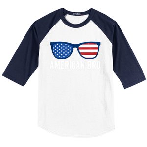 American Bro Sunglasses 4th Of July Gift Baseball Sleeve Shirt