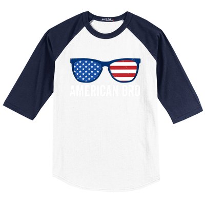 American Bro Sunglasses 4th Of July Gift Baseball Sleeve Shirt