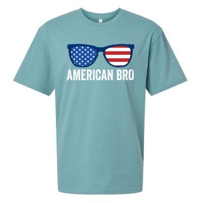 American Bro Sunglasses 4th Of July Gift Sueded Cloud Jersey T-Shirt