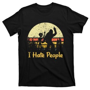 Alien Bigfoot Sasquatch Middle Finger I Hate People Funny T-Shirt