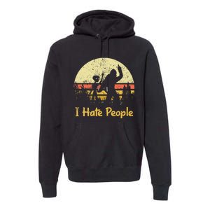 Alien Bigfoot Sasquatch Middle Finger I Hate People Funny Premium Hoodie