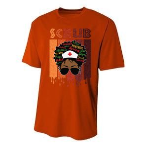 Afro Black Scrub Queen Nurses Day Black History Month Performance Sprint T-Shirt