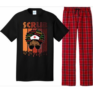 Afro Black Scrub Queen Nurses Day Black History Month Pajama Set