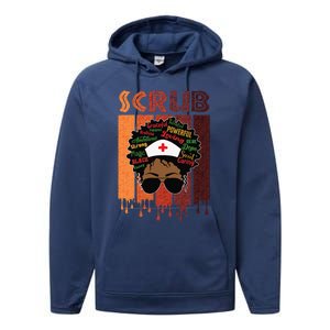 Afro Black Scrub Queen Nurses Day Black History Month Performance Fleece Hoodie