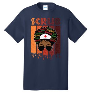 Afro Black Scrub Queen Nurses Day Black History Month Tall T-Shirt