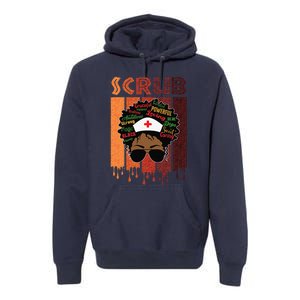 Afro Black Scrub Queen Nurses Day Black History Month Premium Hoodie