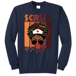 Afro Black Scrub Queen Nurses Day Black History Month Tall Sweatshirt