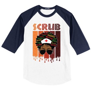 Afro Black Scrub Queen Nurses Day Black History Month Baseball Sleeve Shirt